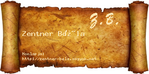 Zentner Béla névjegykártya