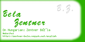 bela zentner business card